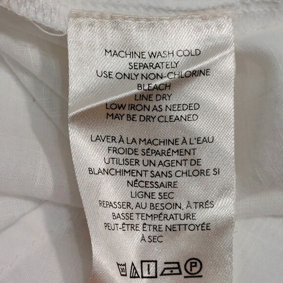 By Anthropologie Women's Large Bubble Cap Sleeve Button up Shirt White Cotton - Picture 6 of 9